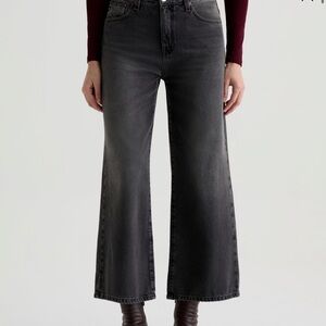 AG Adriano Goldschmied Wide-Leg High-Rise Jeans in Washed Black
